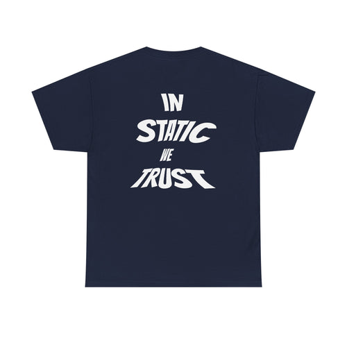 "IN STATIC WE TRUST" NAVY Basic T-Shirt